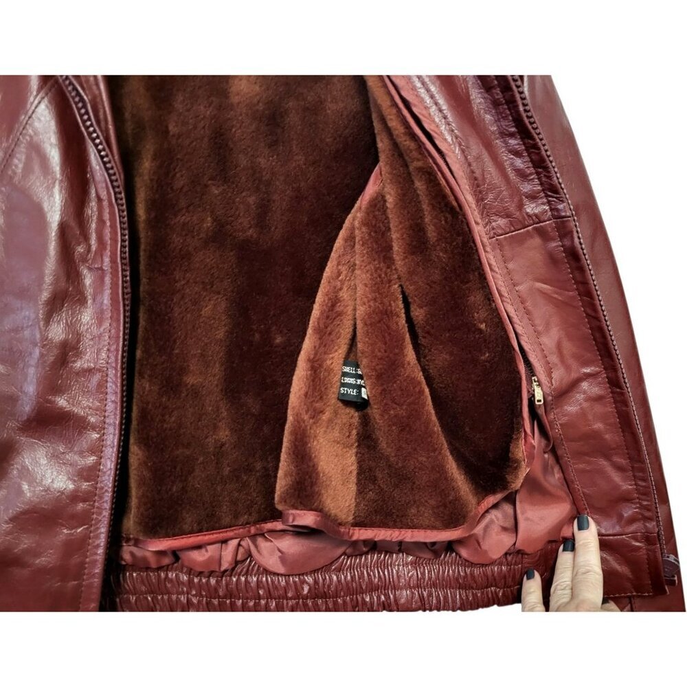 Vintage 80s Oxblood Leather Bomber Jacket Cropped Moto Wilsons - Picture 7 of 16